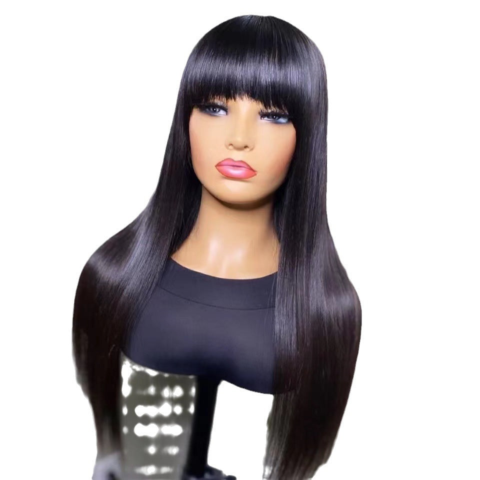 Women Straight Hair Wig with Adjustable Bangs