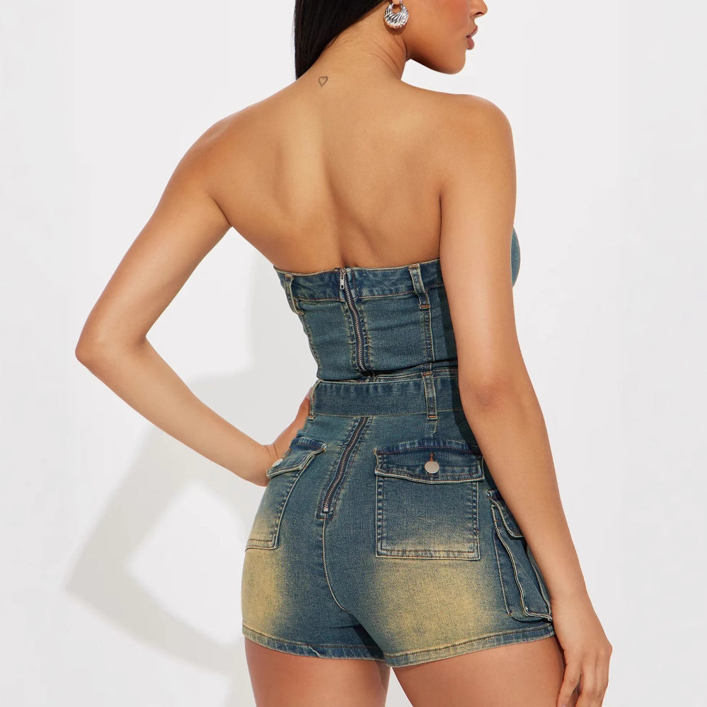 Sleeveless Denim Jumpsuit