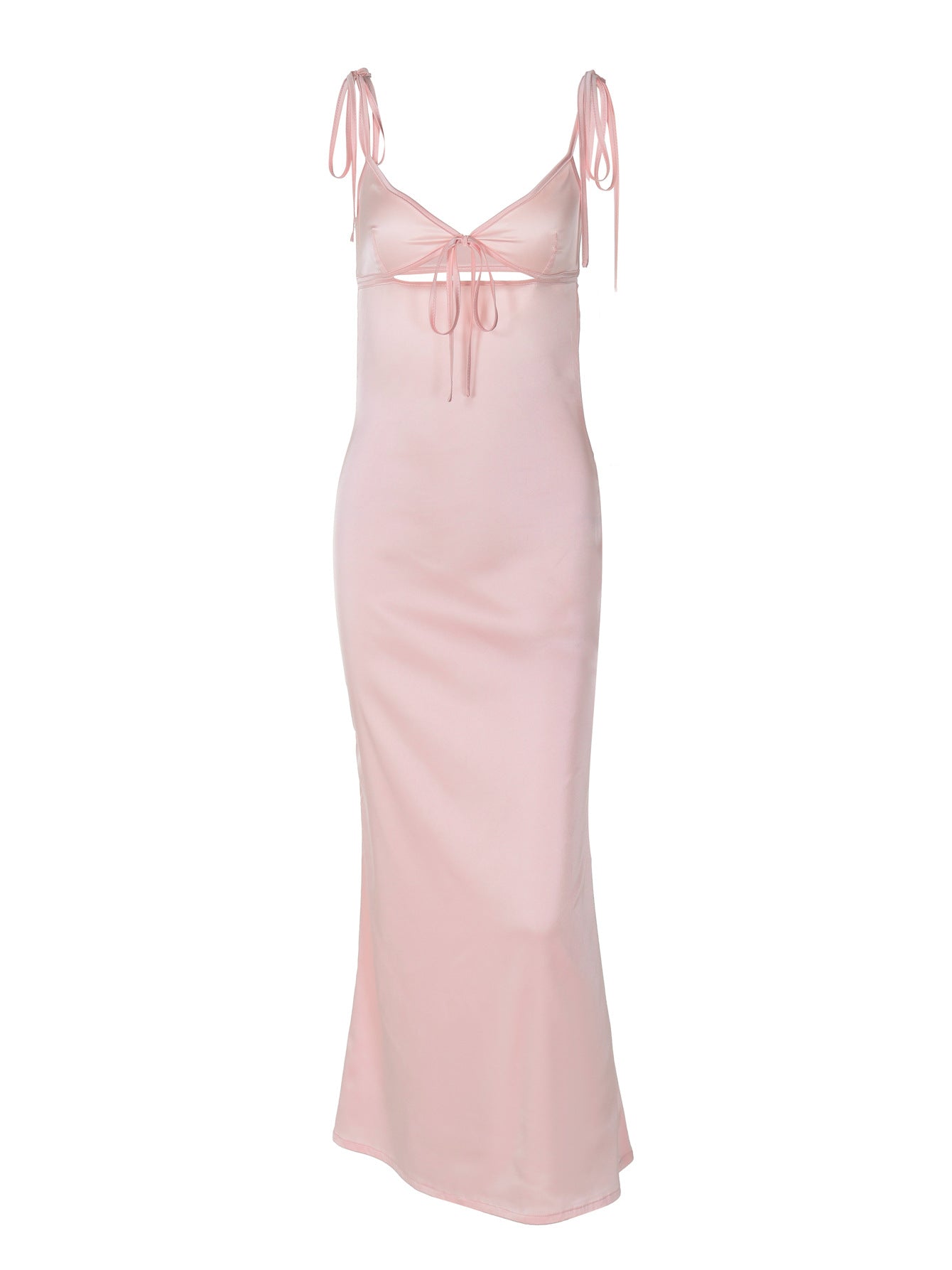 Sleeveless V-Neck Satin Long Dress