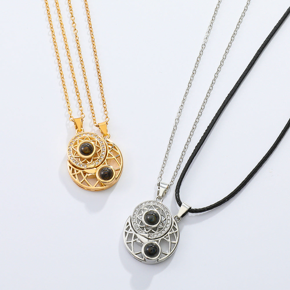 Sun Moon Couple Projection Necklace