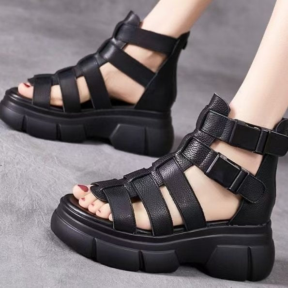Women Fish Mouth Buckle Sandals Thick Sole
