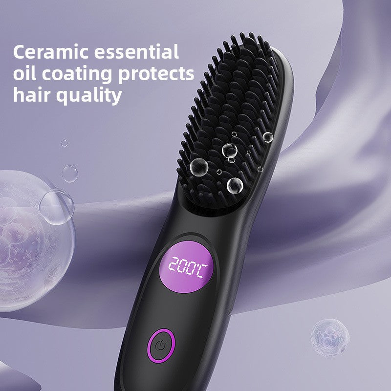 USB Rechargeable Ceramic Hair Straightener with LCD Display