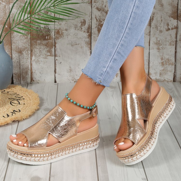 Women Fish Mouth Buckle Wedge Sandals