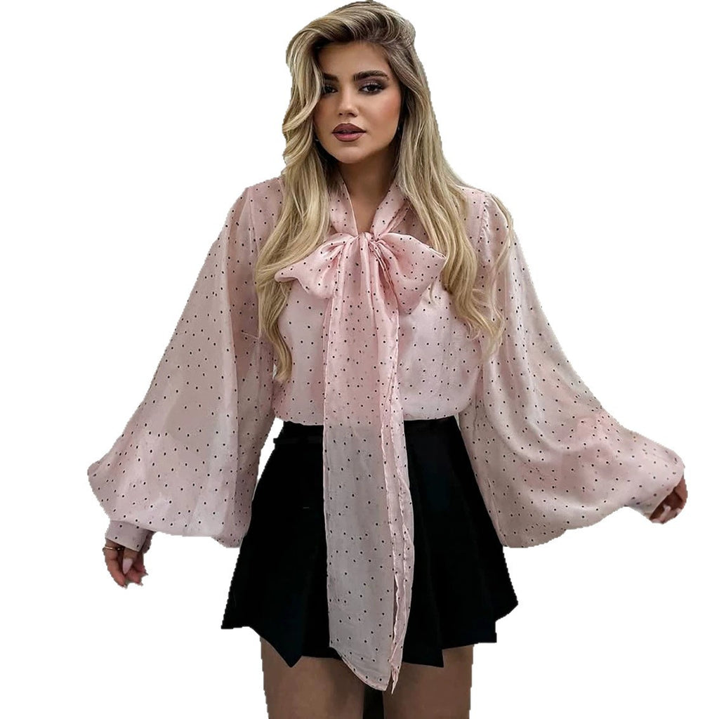 Polka Dot Puff Sleeve Blouse