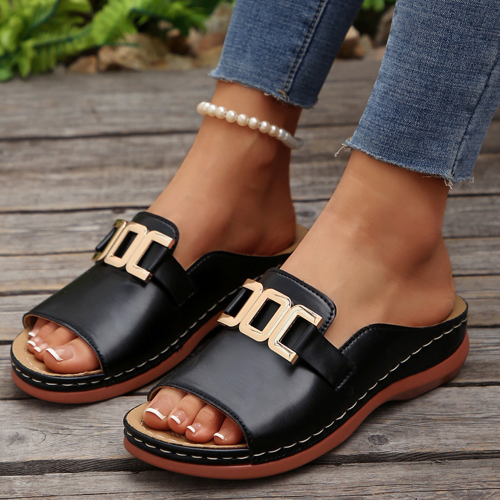Women Roman Style T-Strap Wedge Sandals