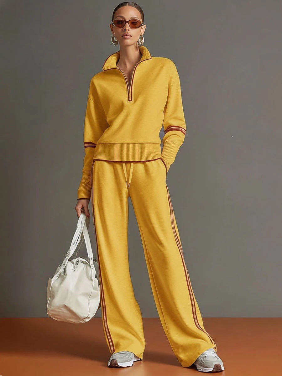 Womens Pull Chain Wide Leg Tracksuit Set