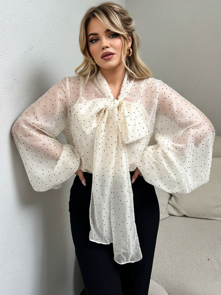 Polka Dot Puff Sleeve Blouse