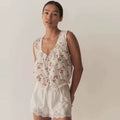 Floral Print Cotton Vest and Skirt Set