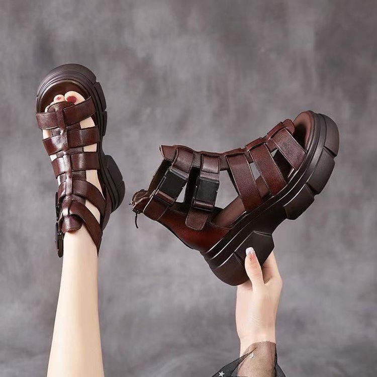 Women Fish Mouth Buckle Sandals Thick Sole