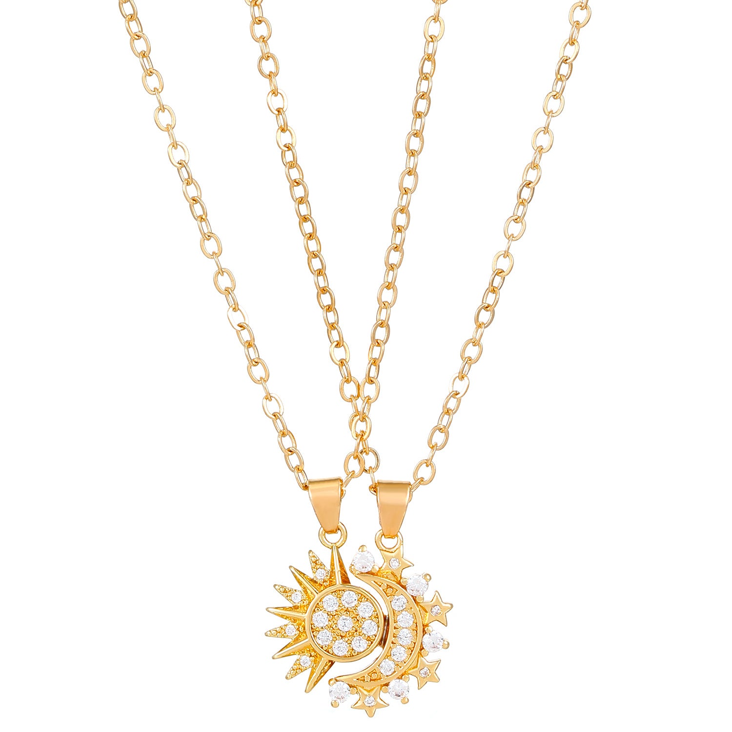 Sun Moon Couple Projection Necklace