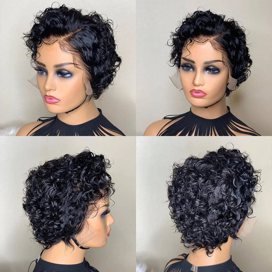 Short Curly Human Hair Wig Deep Wave
