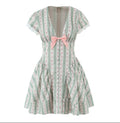 Green Stripesd Cotton Mini Dress