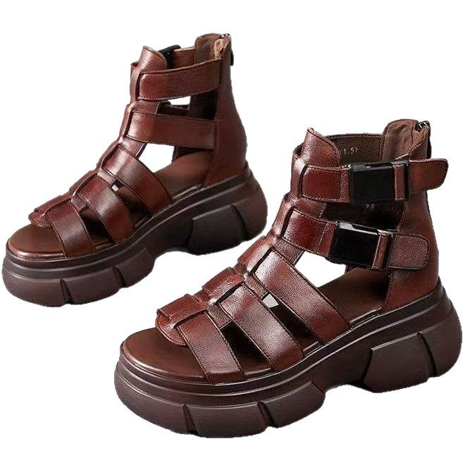 Women Fish Mouth Buckle Sandals Thick Sole