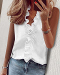 Womens Ruffled Blouse Long Sleeve Shirt