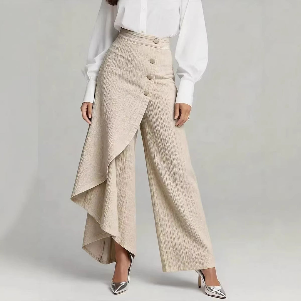 Casual Denim Print Wide Leg Pants