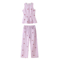 Floral Print Backless Top and High Waist Pants Set