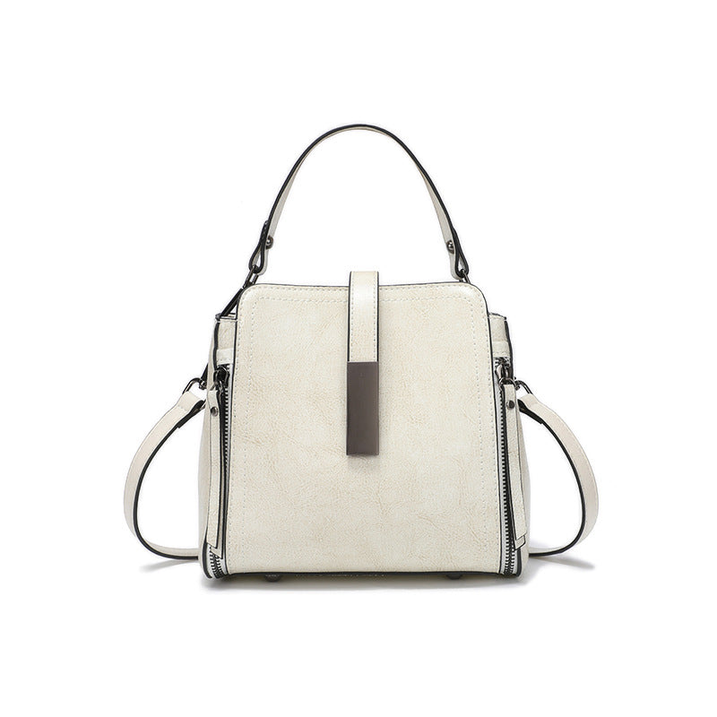 Genuine Leather Crossbody Bucket Bag Vintage Style Shoulder Purse