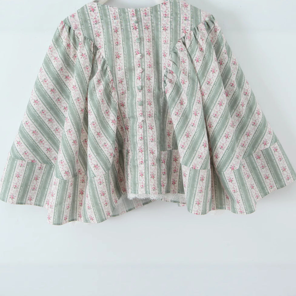 Green Stripesd Cotton Mini Dress