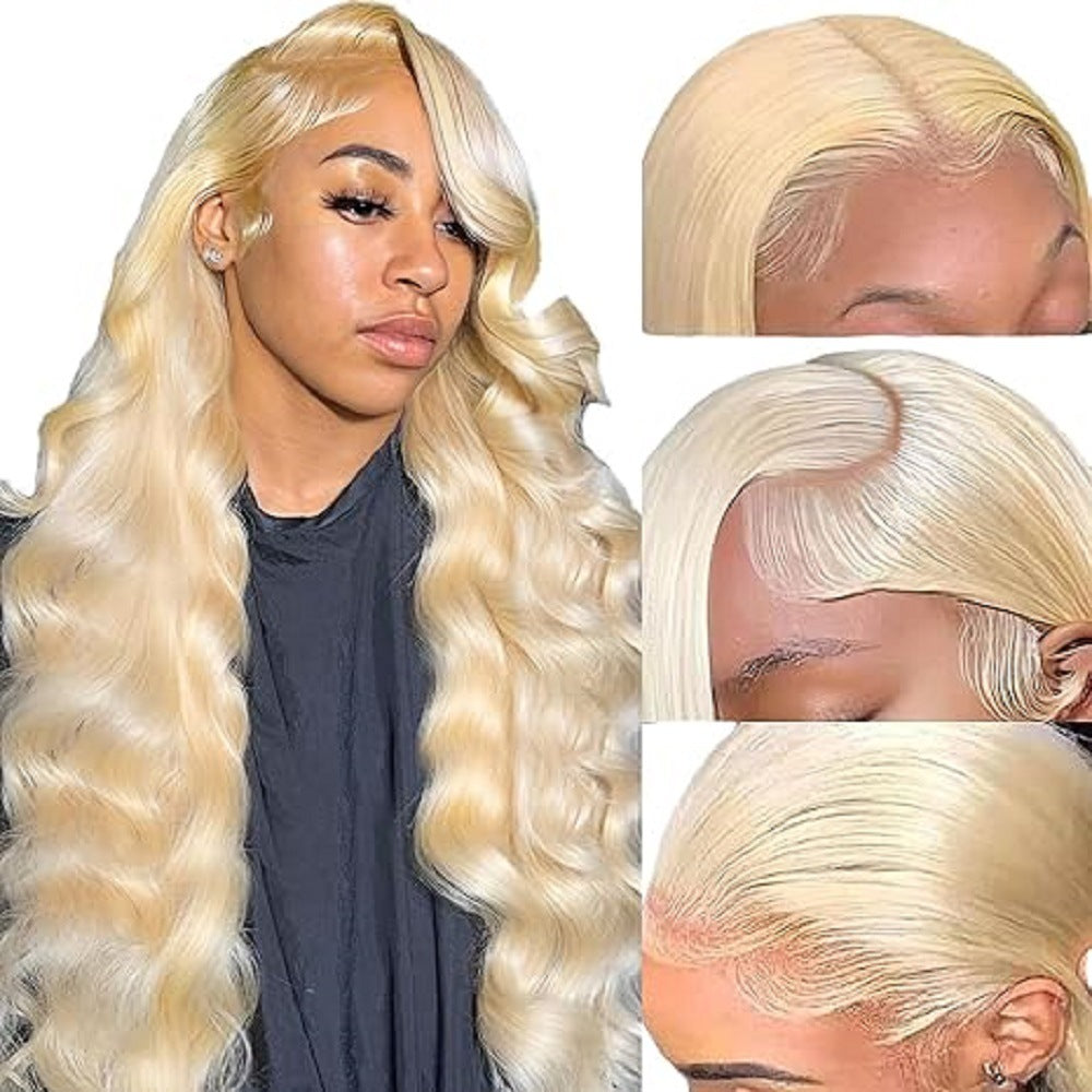 Synthetic Wig Long Curly Hair Light Gold