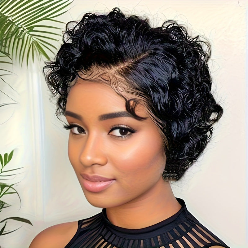 Short Curly Human Hair Wig Deep Wave