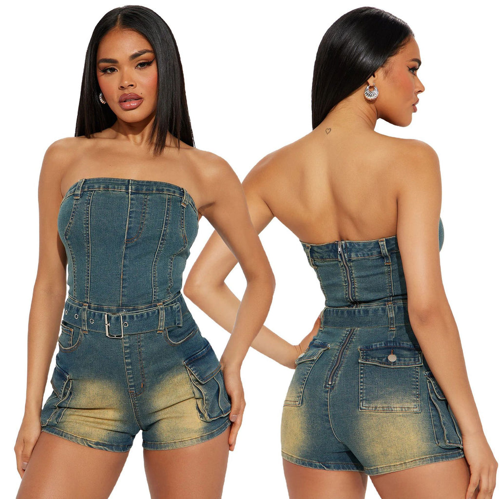 Sleeveless Denim Jumpsuit