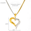Two-Tone Heart Pendant Pearl Chain Necklace