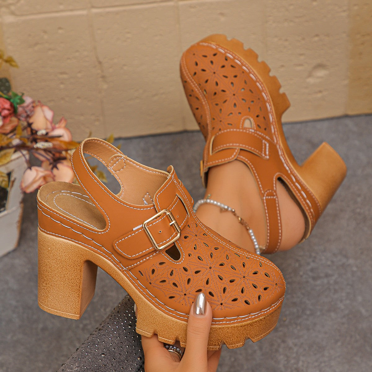 Women Summer Block Heel Sandals