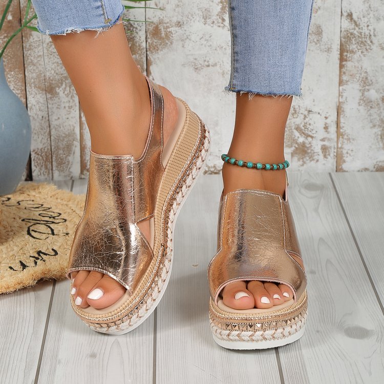 Women Fish Mouth Buckle Wedge Sandals