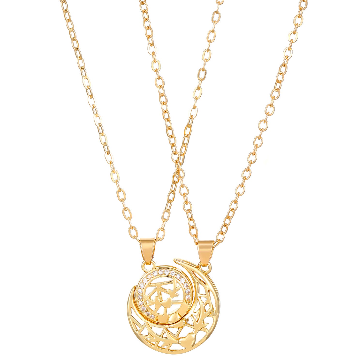 Sun Moon Couple Projection Necklace