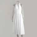 Pure Cotton V-Neck Lace-Up Long Dress