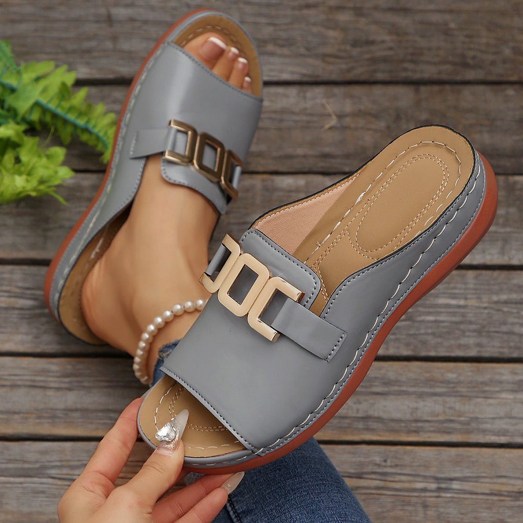Women Roman Style T-Strap Wedge Sandals